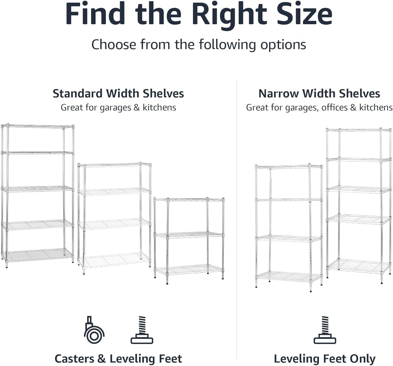 Amazon Basics 3-Shelf Adjustable Heavy Duty Steel Wire Rack Storage Shelving Organizer for Kitchen, Garage, 23.2" L x 13.4" W x 30" H, Chrome