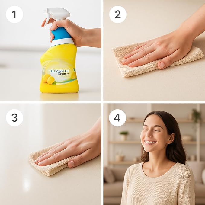Multi-Surface Cleaning Solution 32 oz – All-Purpose Household Cleaner for Kitchen, Bathroom & Hard Surfaces – Lemon Scent, Clean Shine in Bottle