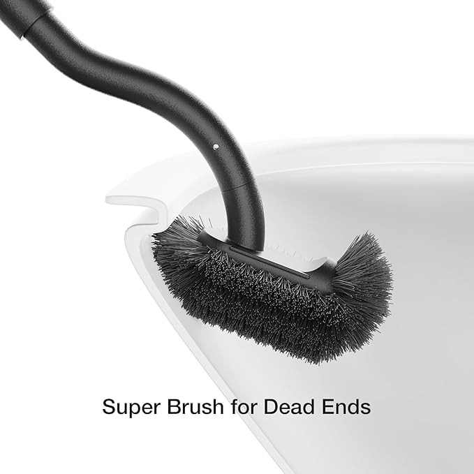 Toilet Cleaner Brush, Diveotree Toilet Brush and Holder for Dead Corner Cleaning, Wall Mounted Toilet Bowl Brush for Bathroom Decor, Toilet Scrubber Brush for Home/Hotel (Black, 1pack)