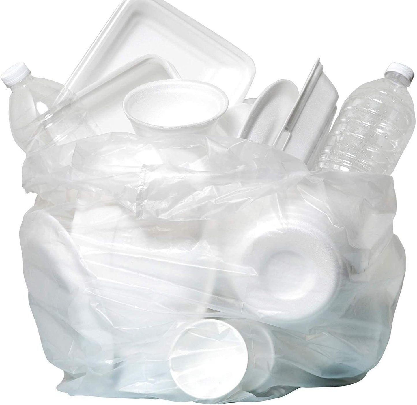 Aluf Plastics High Density Trash Bags, 10 Gallon, 4000 Count, 6 Micron (eq), 24" x 24", Clear, for Bathroom, Office, Industrial, Commercial, Janitorial, Municipal, Recycling