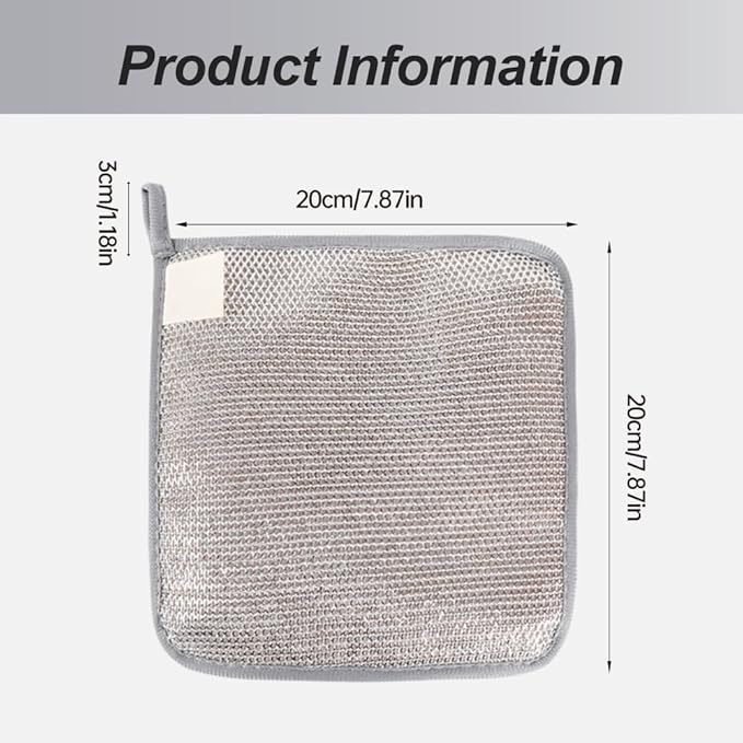 2025 New Multipurpose Wire Dishwashing Rags for Wet and Dry, Metal Scrubbing Pads Sponge Cloths Towels Clean, Non-Scratch Wire Dishcloth for Home Kitchen Dishes, Sinks (5 Pcs)