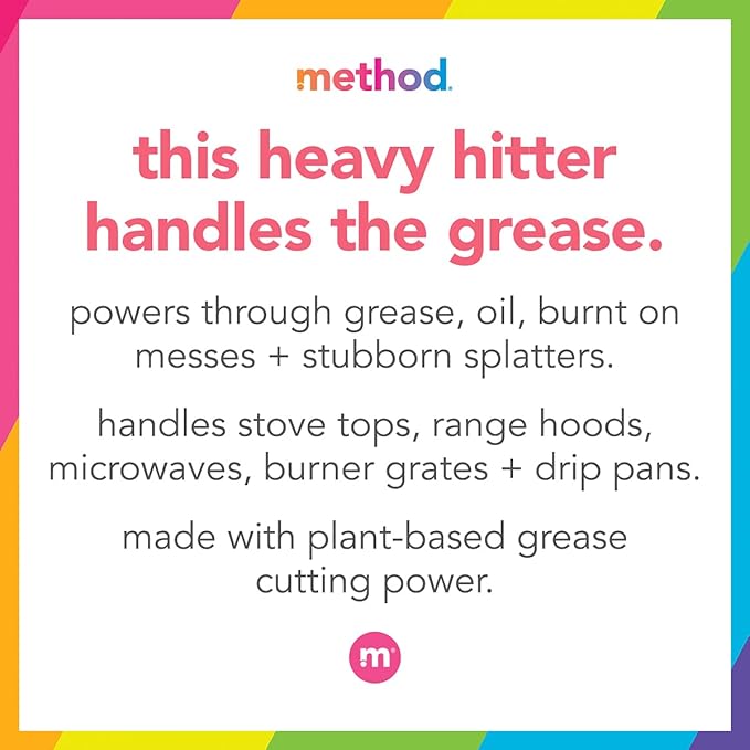 Method Heavy Duty Degreaser, Lemongrass Scent, Oven Cleaner & Stove Top Cleaner, 28 Oz Spray Bottles (Pack of 24)