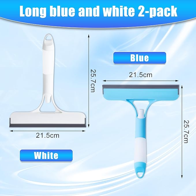 3 in 1 Window Cleaning Scraper, Cleaner Window Squeegee with Sprayer, Squeegee and Scrubber Spray Bottle Window Squeegee for Shower Glass,Mirrors,Car,Home,All-Purpose Window Cleaner Tool (Blue+White)