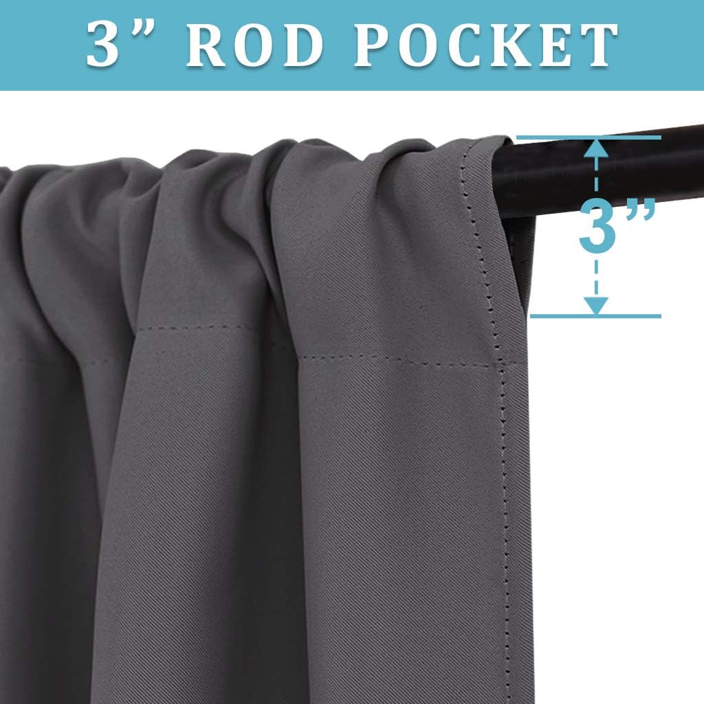 RYB HOME Blackout Curtains for Living Room, Large Window Shades for Bay Window Dining Parlor Bedroom Patio Door, Wide 62 x Long 72 inches, Grey, 2 Panels