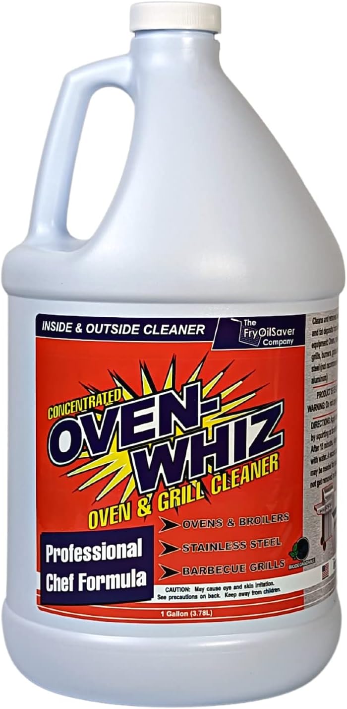 4 x 1 Gallon (512 Oz.) Oven-Whiz Oven & Grill Cleaner by FryOilSaver Co., Tough Stain Buildup, Grease & Food Burnt Eliminator for BBQ Grill, Ovens, Stainless Steel for Home Kitchen, Restaurant & Diner