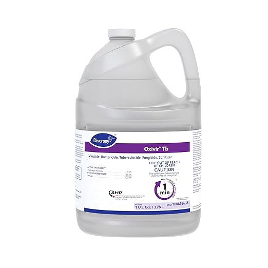 Oxivir Diversey 100898636 Tb One-Step Liquid Disinfectant Cleaner, Hospital Grade Accelerated Hydrogen Peroxide AHP, No Fragrance Added, Ready-to-Use, 1-Gallon (Pack of 4)