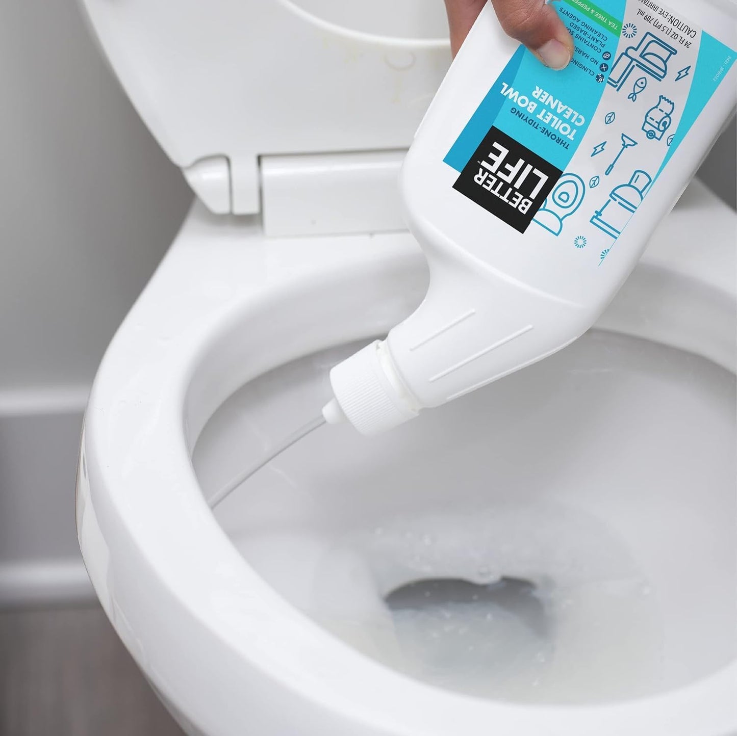 Better Life Toilet Bowl Cleaner - Tea Tree & Peppermint Scent Cleaning Gel - Liquid Bathroom Cleaners for Household - 24oz