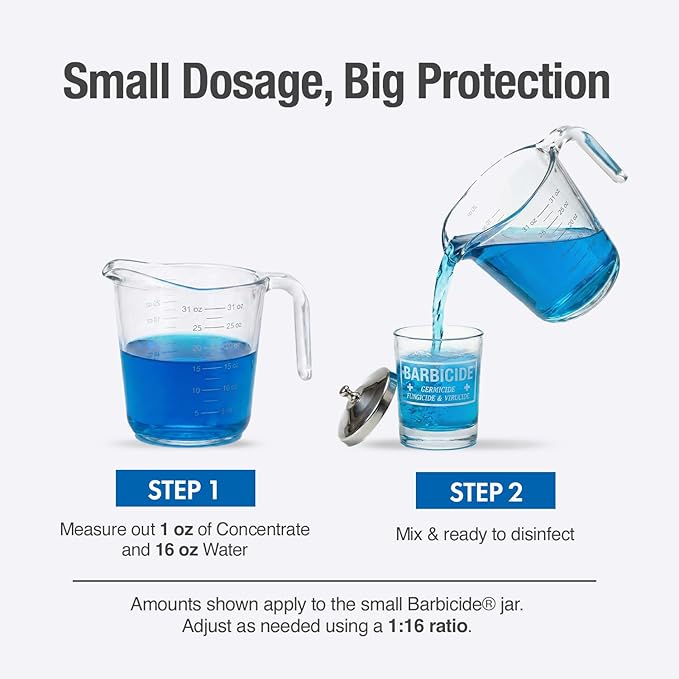 BARBICIDE Disinfecting Jar and Concentrate Starter Set (4 Oz Jar + 64 Fl Oz)– Professional Salon, Spa & Barber Tool Sanitizing Kit