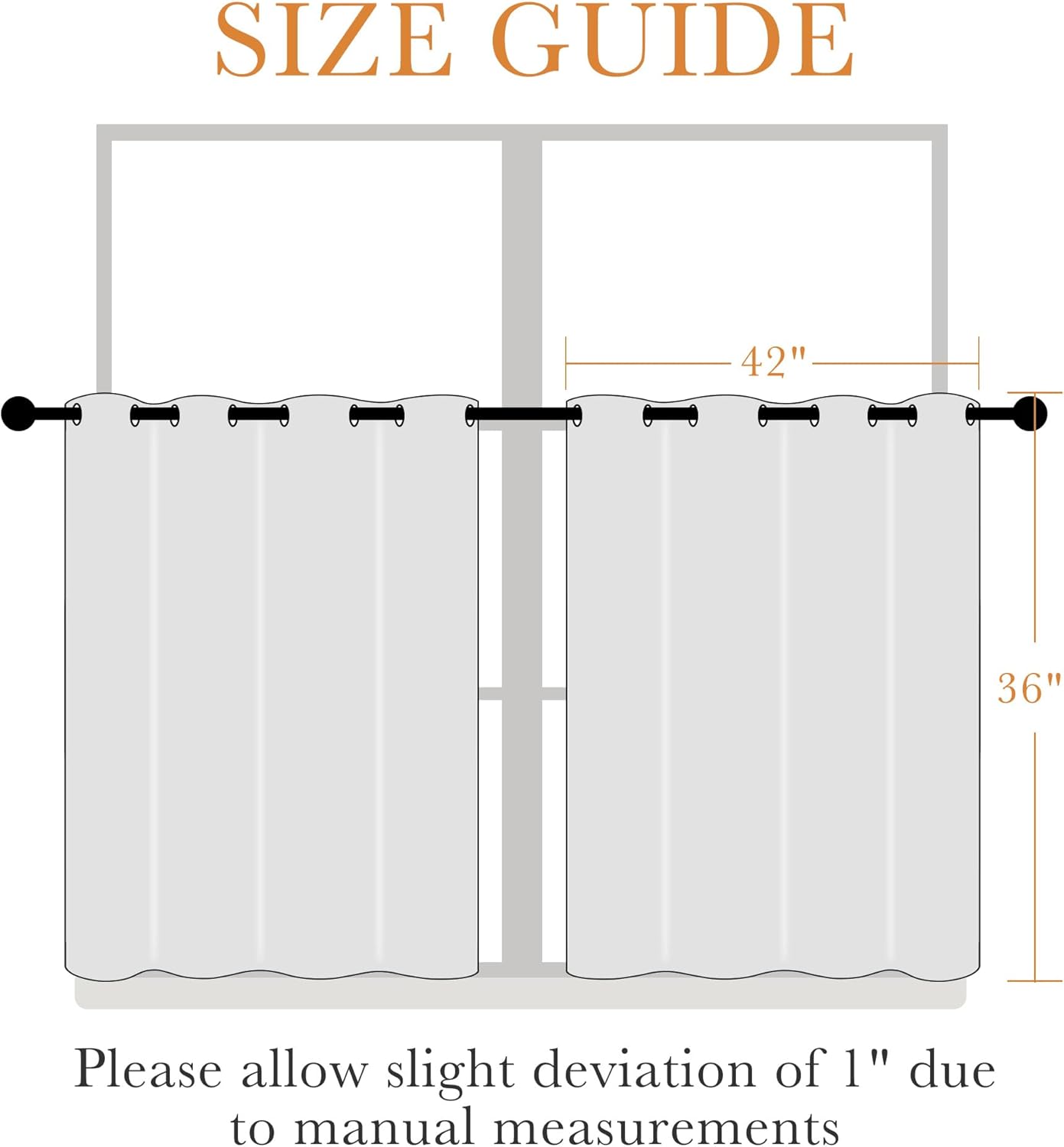 PONY DANCE Blackout Small Curtains 36 inch 2 Panels Set, Room Darkening Short Window Drapes Thermal Insulated Cafe Curtains for Kitchen Dorm Transit Van(2 Panels, W 42 x L 36 inches, Chocolate Brown)
