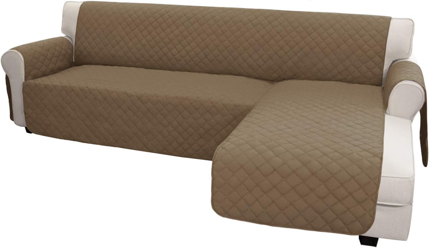 Easy-Going L Shape Sofa Slipcover - Sectional Couch Cover With Chaise Lounge - Reversible Furniture Protector for Pets, Kids, Children, Dogs, Cats (Small, Camel/Camel)