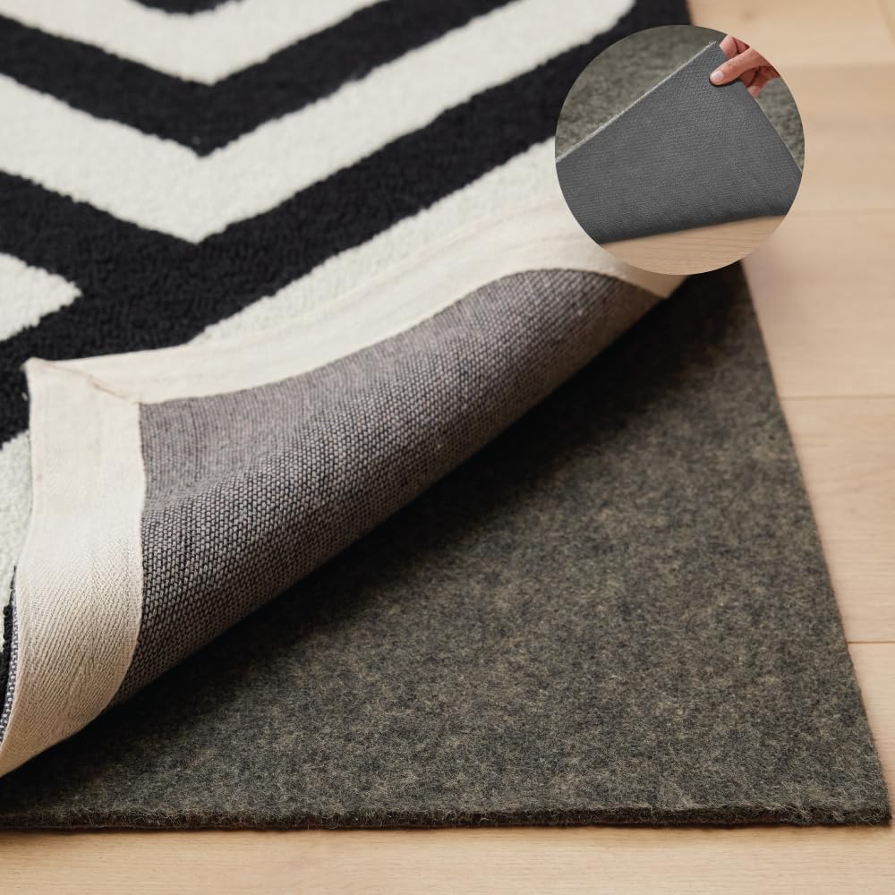 GORILLA GRIP Felt and Natural Rubber Stay in Place Slip Resistant Rug Pad, 1/8in Thick, 2x4 FT Protective Padding Under Area Rugs, Cushioned Gripper Pads, Carpet Runners, Hardwood Floors Protection