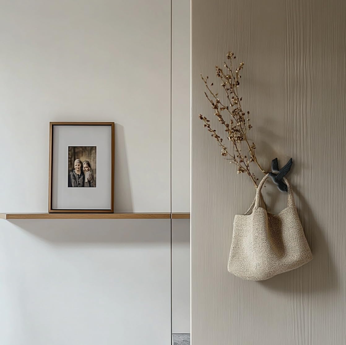 Ambipolar Flying Style Iron Cast Decorative Pigeon Bird Wall Mounted Coat Hooks, 5 Pieces, Black