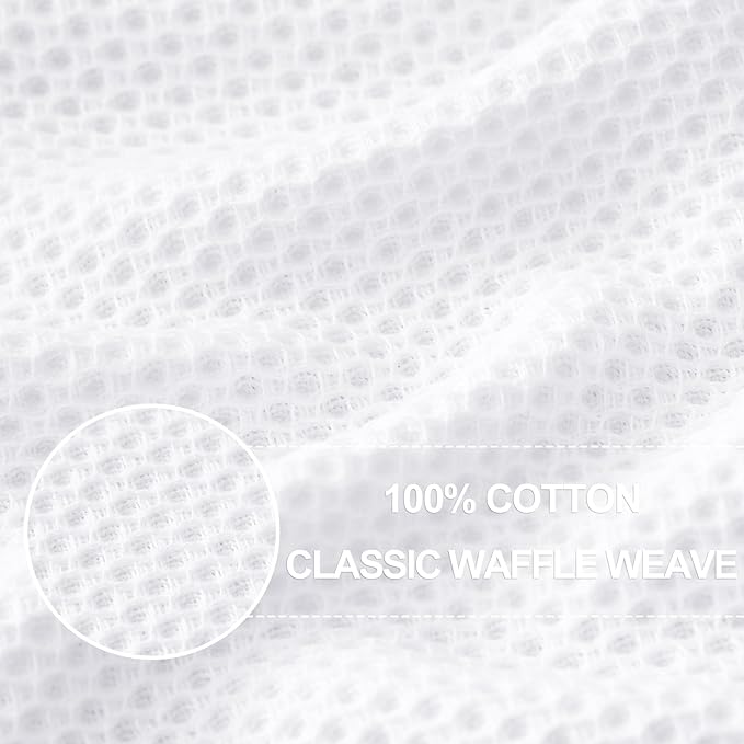 Homaxy 100% Cotton Waffle Weave Kitchen Towels, 3-Pack Ultra Soft Absorbent Dish Towels, Quick Drying Cleaning Towels, 13 x 28 Inches, White