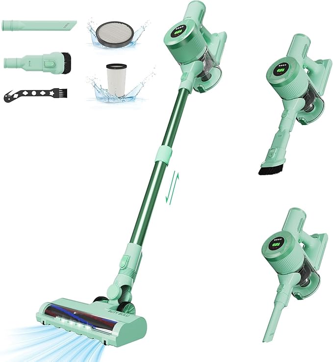 Cordless Vacuum Cleaner, Handheld Stick2200mAh Rechargeable Battery 30KPa Lightweight Small Vac Electirc Broom, 40Mins Runtime for Home Hard Floor Carpet Pet Hair Cleaning, LED Screen