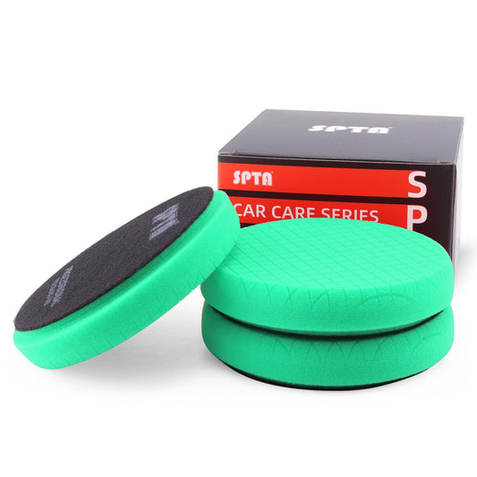 Green Heavy Cut Pad, 3Pc 5 Inch Buffing Polishing Pads for 125mm Backing Plate Compound Buffing Sponge for Car Buffer Polisher Compounding, Polishing and Waxing