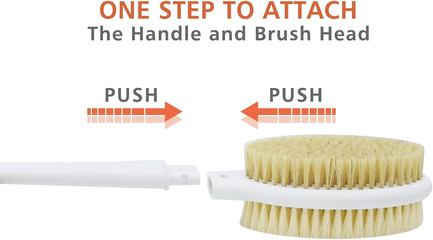 Shower Brush with Soft and Stiff Bristles,Long Handle Dual-Sided Back Scrubber Bath Brush Body Exfoliator for Wet or Dry Brushing (Extra Long Green)
