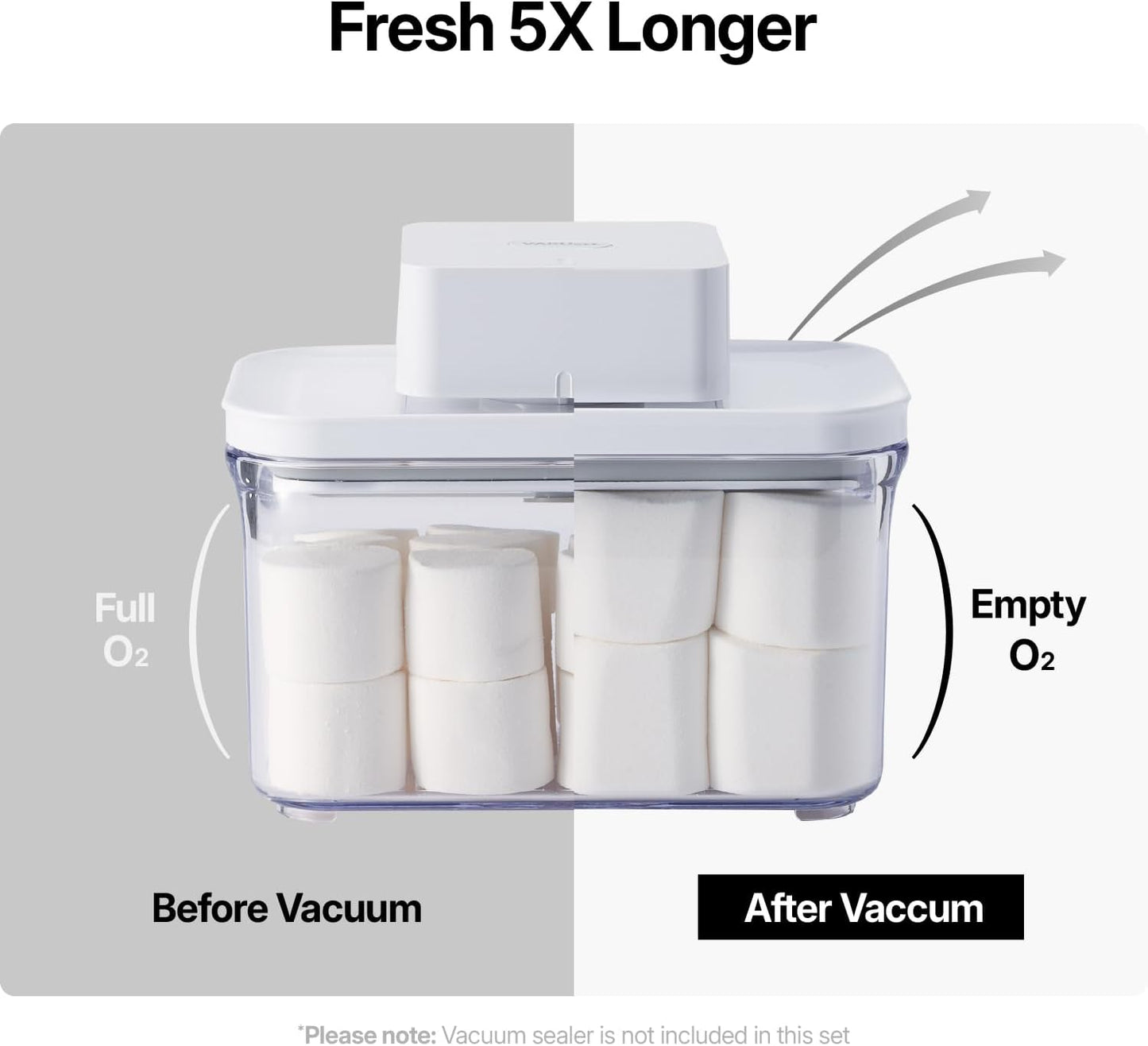 VAKUEN Premium Airtight Food Storage Containers, Square 2PC/Set(1.48qt/1.4Lx2pcs), Smart One-Click Seal Lid, No Hinges, 100% Leak Proof, BPA-FREE, Dishwasher, Freezer & Microwave Safe