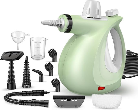 1200W Handheld Steam Cleaner for Home, Powerful Natural Multi‑Surface Steam Cleaner with 11 Accessories, 11.8oz Pressurized Steamer for Deep Cleaning Tile, Grout, Showers, Bathrooms, Kitchens & Car
