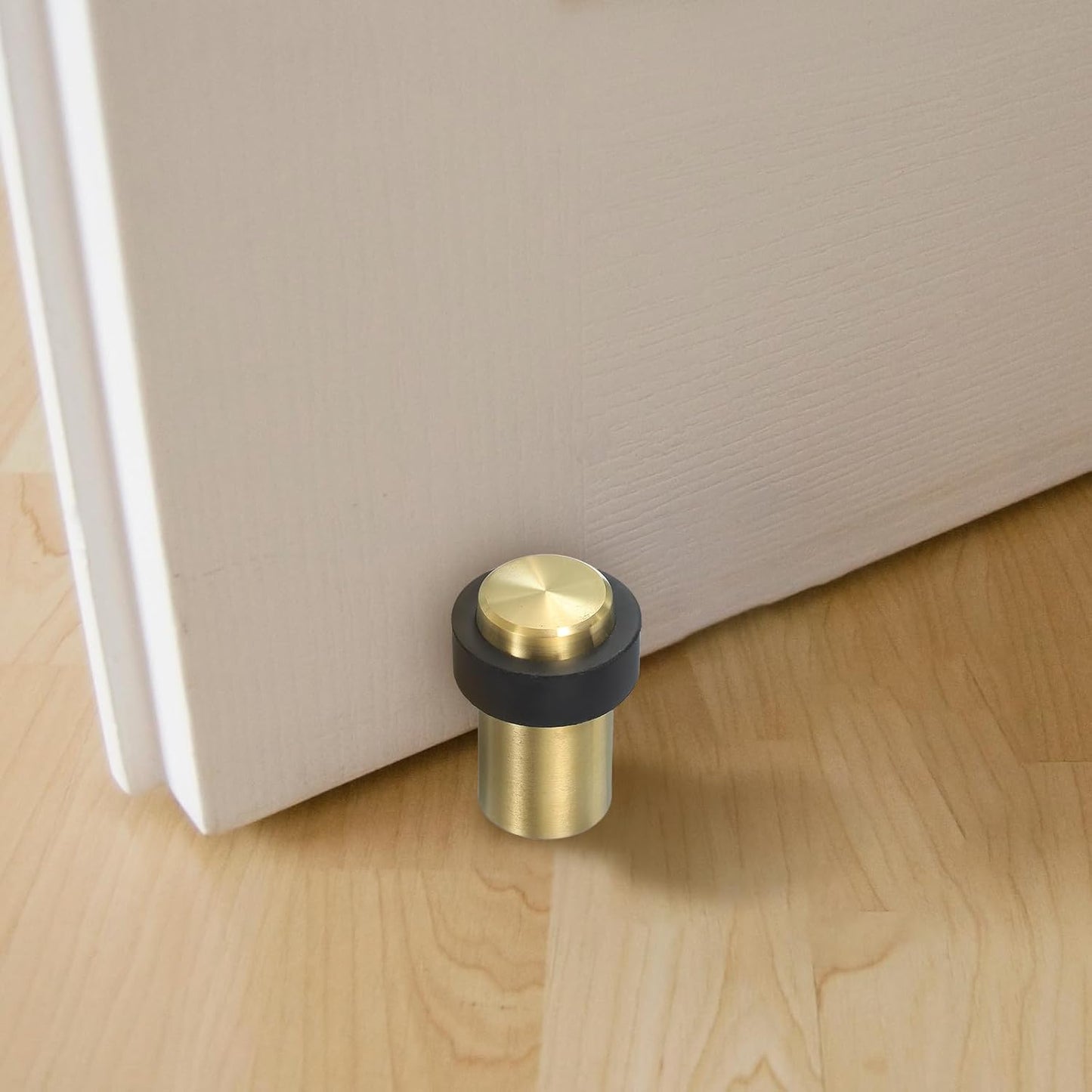 PATIKIL 3Set Round Door Stoppers, 46mm Stainless Steel Door Stop Doorstop Wedge Metal Cylinder Self Adhesive with Screw for Bottom of Door Floor Inside, Black