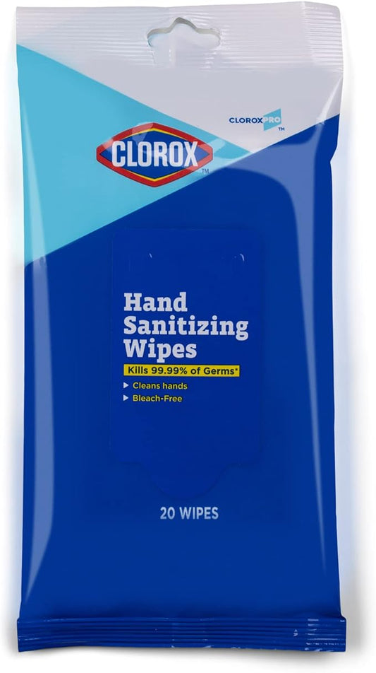 Clorox Pro Alcohol Free Hand Wipes with BZK - Gentle Sanitizing Wipes Serve as Travel Essentials & On-The-Go Cleaning - Disinfecting Sanitizer Solution for School Supplies & Office Use, 20 Count