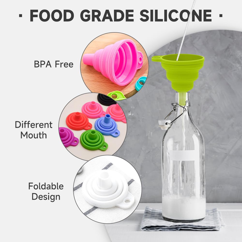 6 PC Kitchen Funnel Set, 2025 New Funnels for Kitchen Use Filling Bottles, Silicone Funnel Collapsible, Kitche Funnels Set of 3, Kitche Funne for Liquid Transfer Filling Bottles (Style B)