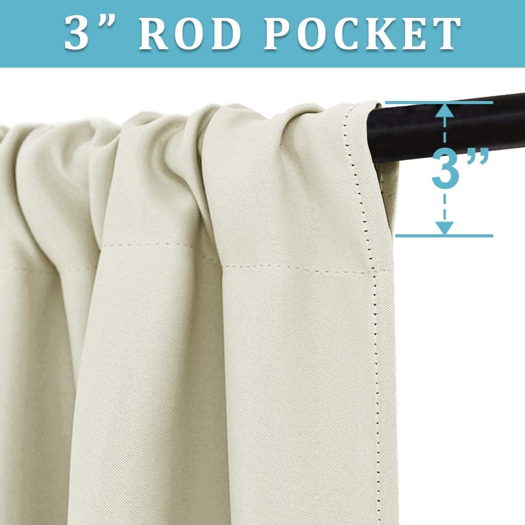 RYB HOME Blackout Curtains 63 inches Long - Energy Saving Insulation Large Window Curtain Blinds for Bedroom Living Room Dining Basement Home Office, W 62 x L 63 per Panel, Beige, 2 Pcs