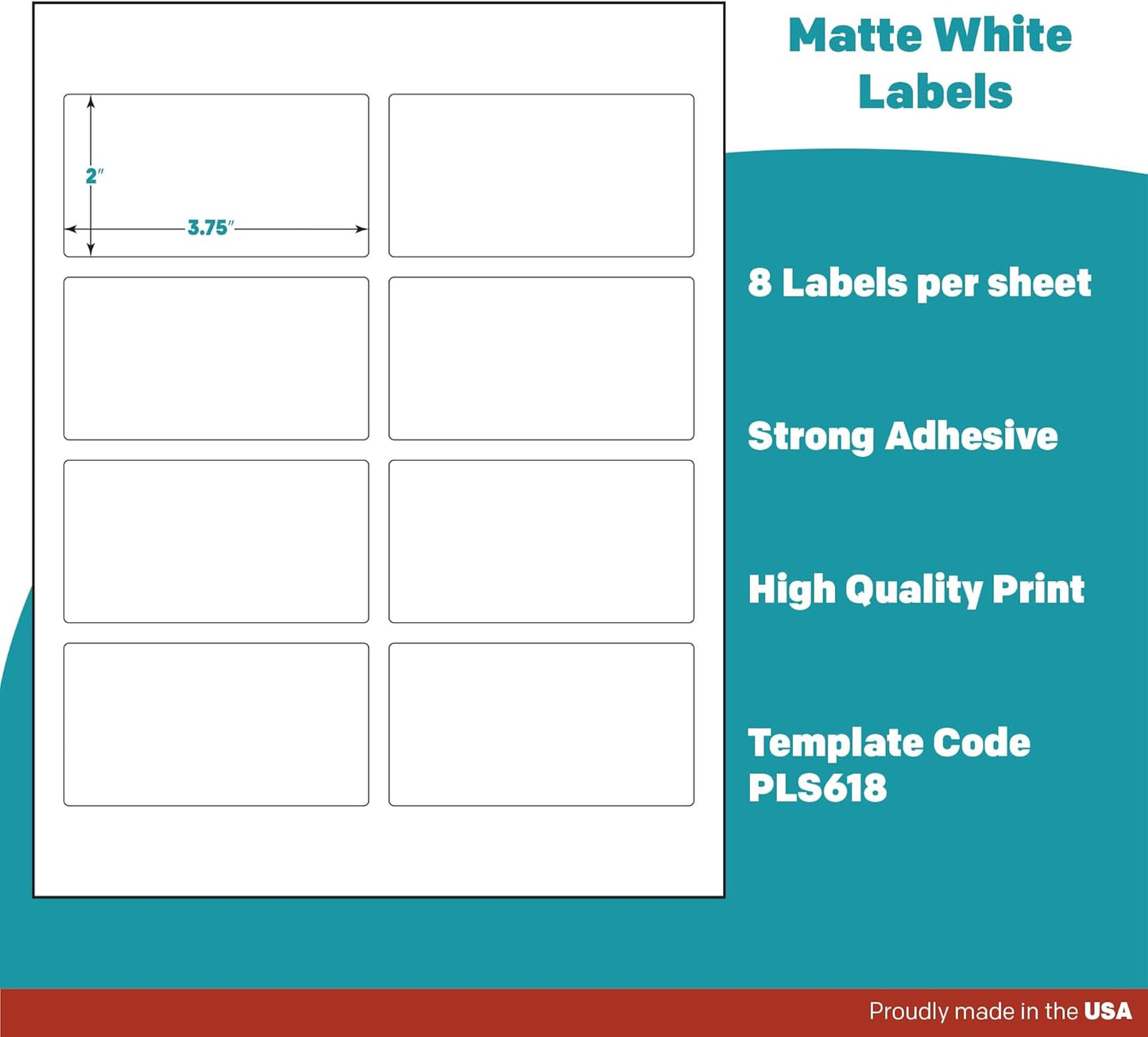 Premium Label Supply White Sticker Mailing Labels – 3.75" x 2" – Laser/Inkjet Compatible – (8 per Sheet), 2000 Sheets – 16,000 Total Adhesive Labels