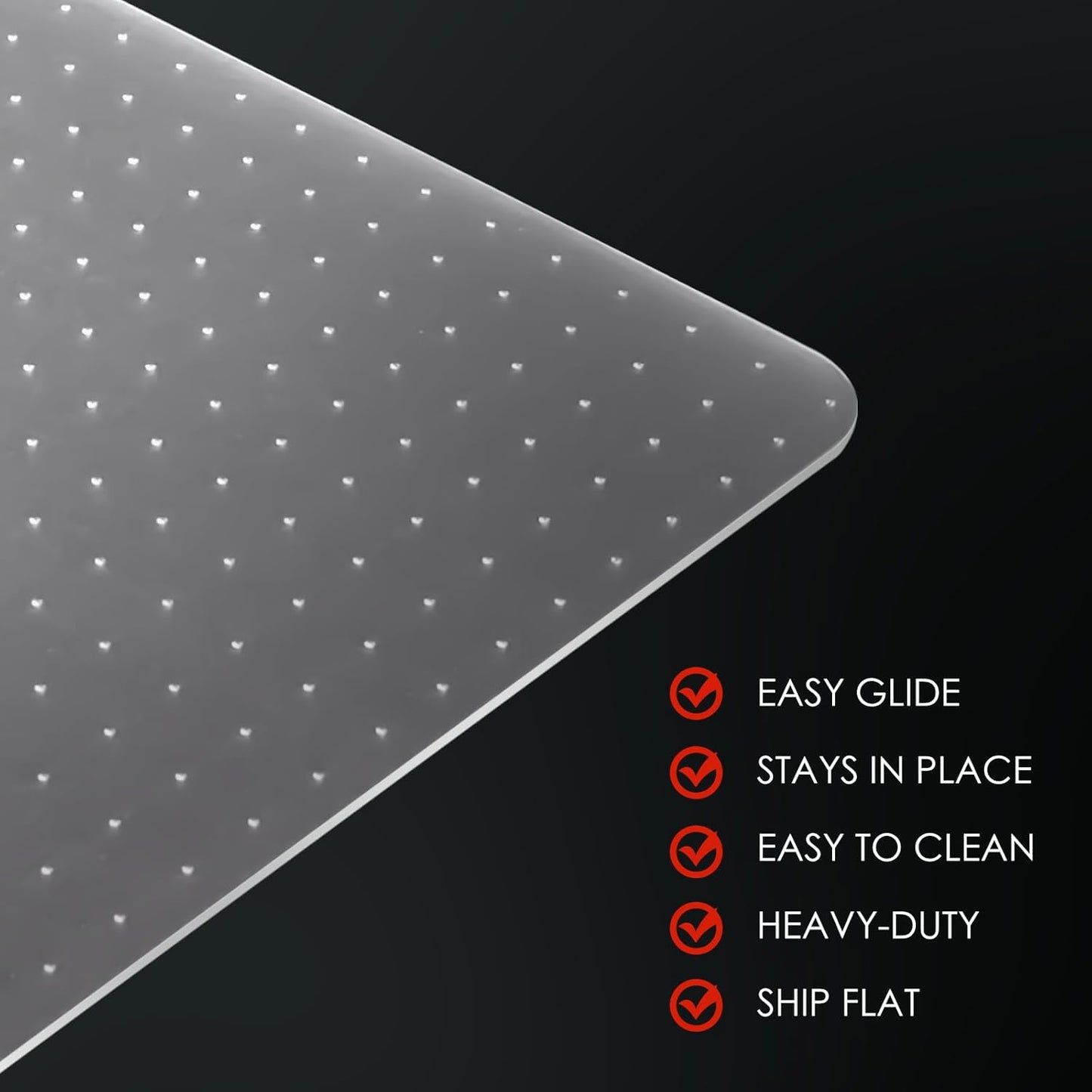 Kuyal Office Chair Mat for Carpet, 32x49 Clear Heavy Duty Computer Chair Mat, Under Desk Protector Carpeted Floors Mat, Easy Chair Movement,Ship Flat