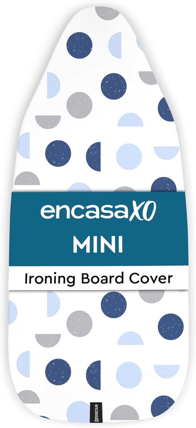 Encasa XO Ironing Board Cover and Pad 28"x12" - Thick 3mm Felt Padding, Drawstring Tightening & Lock, Easy Fit, Scorch & Stain Resistant, Fits Mini Ironing Board - Blue Moon