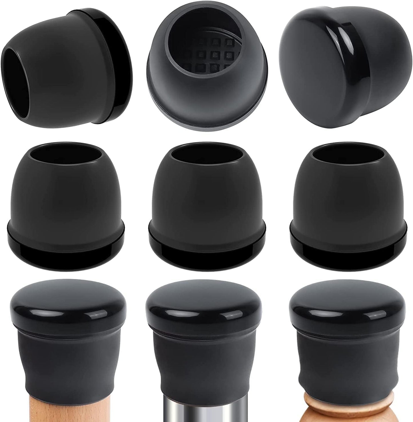 Ezprotekt 24 Pcs Large Black Chair Leg Sliders for Carpet, Round Chair Glides for Rug, Teflon Furniture Pad Bar Stool Leg Protectors Caps to Slide Smooth (XL Fit: 1-2/5" to 1-13/20")