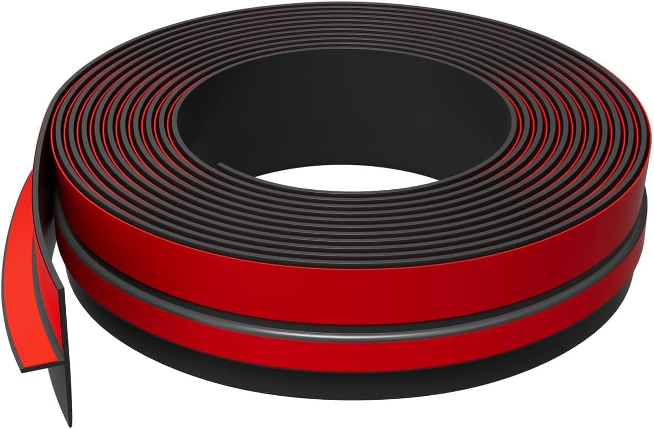 T-Shaped Door Draft Stopper, 1.97 in x 40 Ft Silicone Seal Strip for Windows Gaps, Weather Stripping Seal Strip Shower Sweep, Black