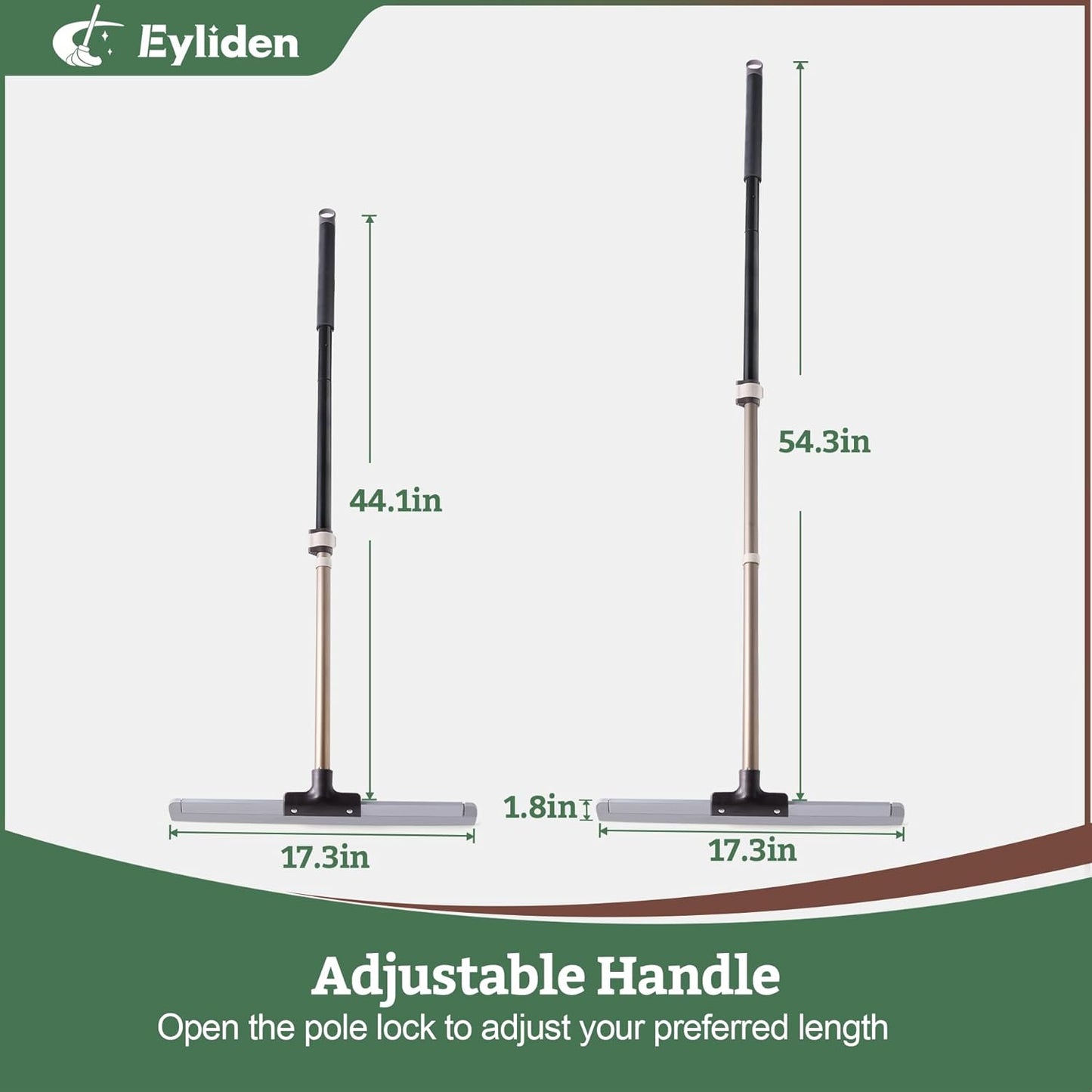 Eyliden Rubber Floor Squeegee, Quick Water & Foam Removal Broom | Heavy-Duty, Dual-Action Push & Scrape, Squeegee for Shower Glass Concrete Garage Commercial Epoxy Floors