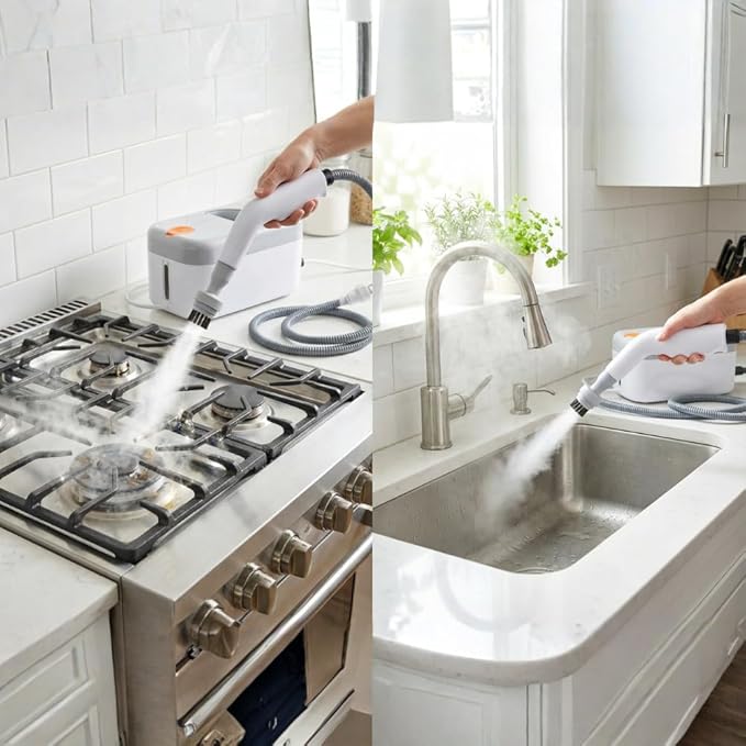 Handheld Steam Cleaner,1200W High-Pressure Steam Cleaner with 850ml Large Tank, 9-Piece Accessory Set for Home Use, 20s Fast Heating, Perfect for Cleaning Kitchen, Bathroom, Furniture and Tile Grout