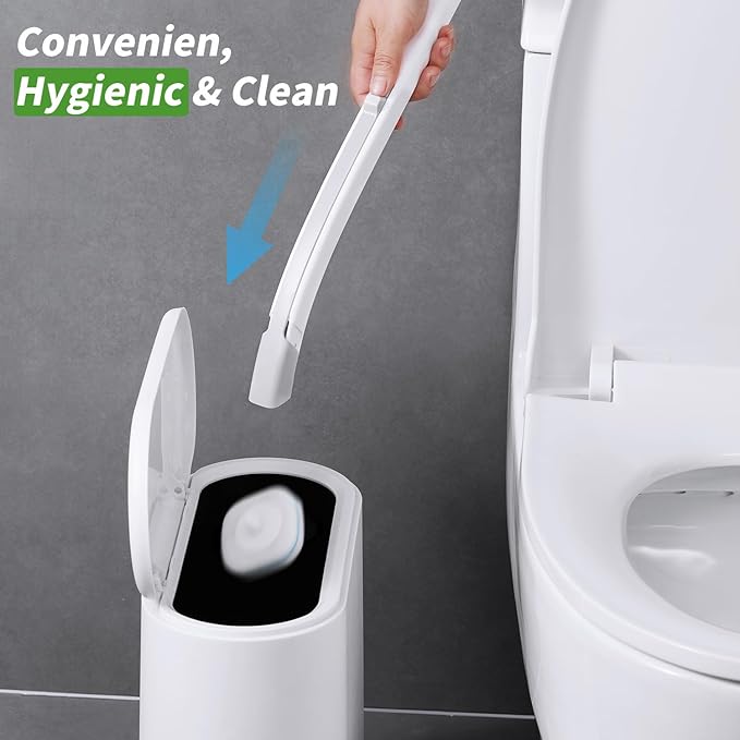 oshang Disposable Toilet Brush 2 Pack- Toilet Bowl Cleaner, Toilet Cleaning Supplies, Toilet Brush with Holder, 28 Refills for Deep Cleaning and Hygienic Bathroom Maintenance