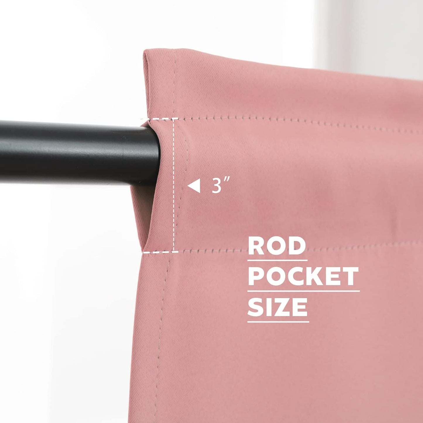 Pickluc Rod Pocket Tier Curtain - Half Blackout Curtain for Kitchen, Bathroom, Cabinet, Basement, 42 Inches Wide and 24 Inches Long, Powder Pink, 2 Panels
