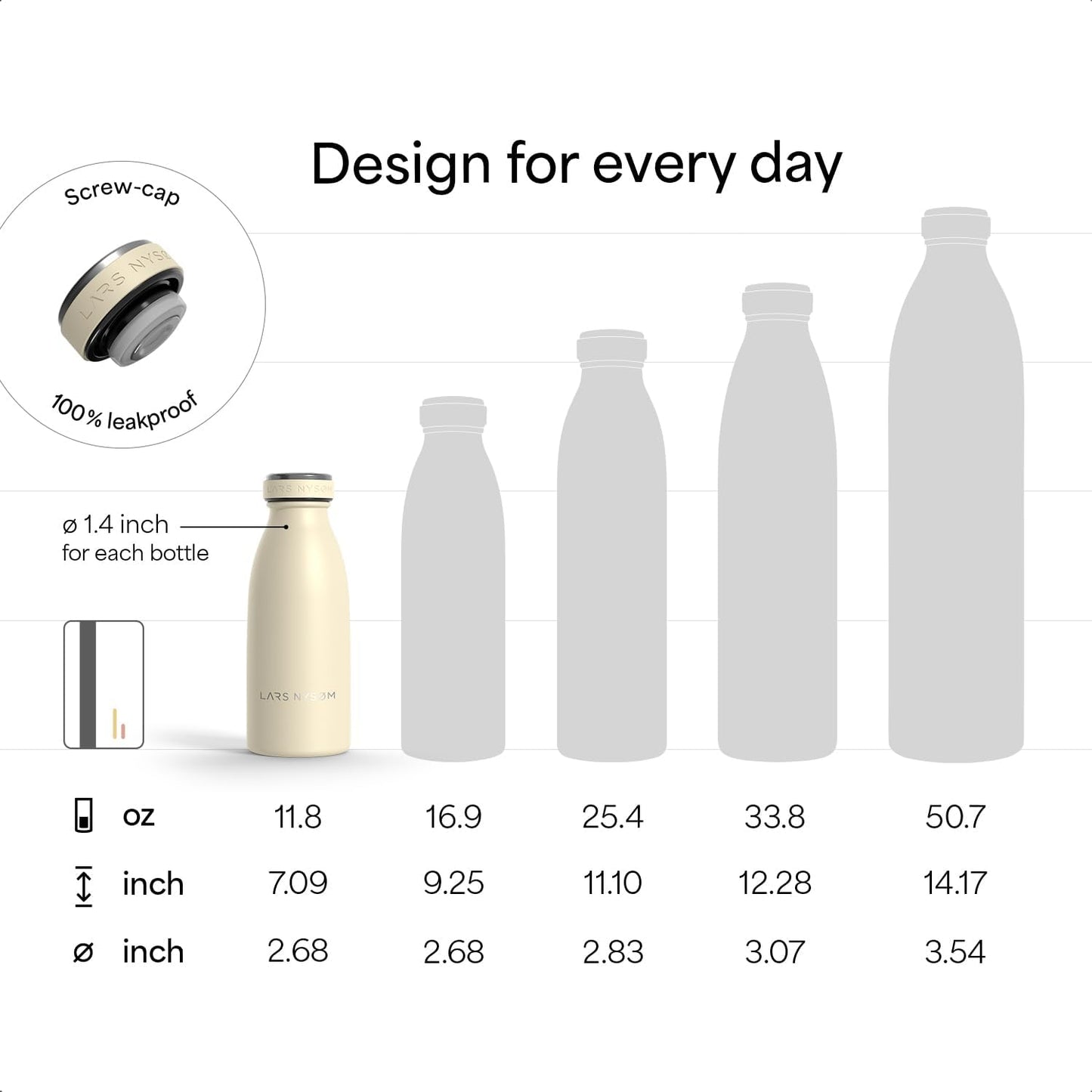 LARS NYSØM Stainless Steel Insulated Water Bottle 12oz 17oz 25oz 34oz 51oz | Insulated Thermo Flask for Hot and Cold Beverages | Leakproof Drinking Bottle (Berry Red, 11.9oz)