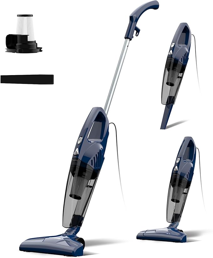 Corded Vacuum Cleaner, 14KPa Powerful Suction with 600W Motor, Lightweight Stick Vacuum Cleaner, Converts to Handheld with Washable Filter, Handheld Vacuum for Home, Pet Hair, Carpet, Hard Floors, Car