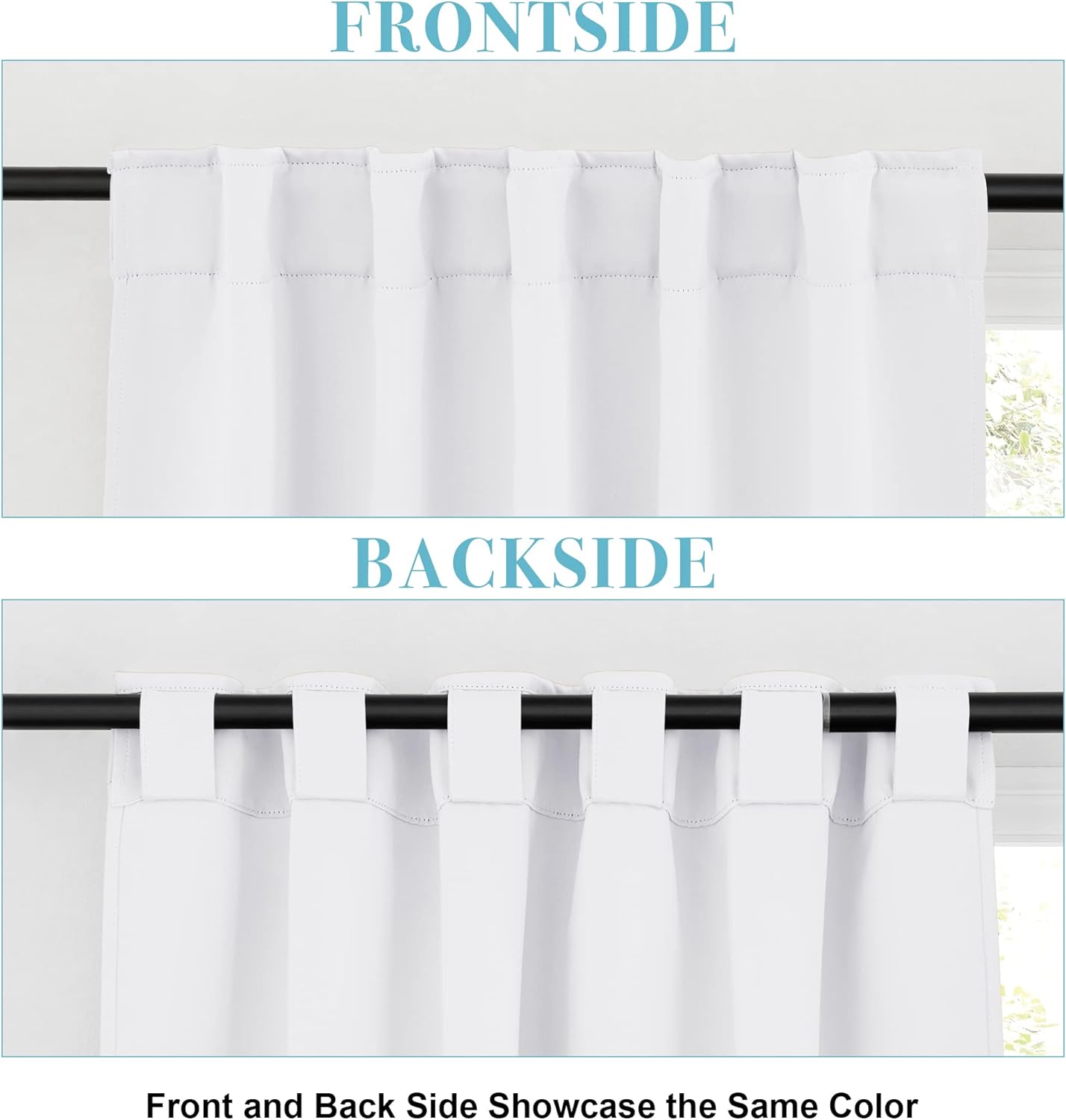 RYB HOME White Short Curtains, Room Darkening Drapes Thermal Insulated Small Window Coverings Full Privacy Protection for Bedroom Bathroom Dining Room, Pure White, W42 x L63 inch, 2 Panels