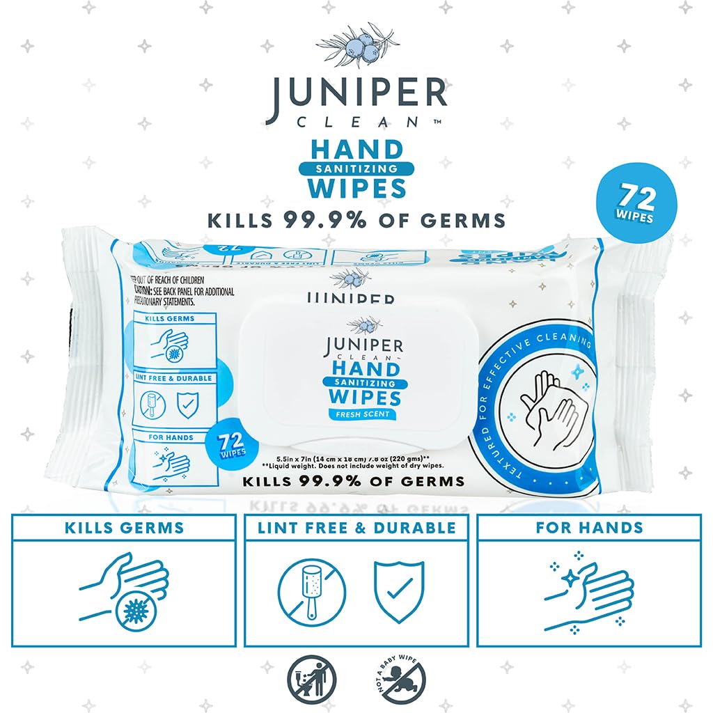 24 Pack Hand Sanitizing Wipes, 1728 Count Disposable Hand Sanitizer Wipes, Fresh Scent, Lint Free & Durable