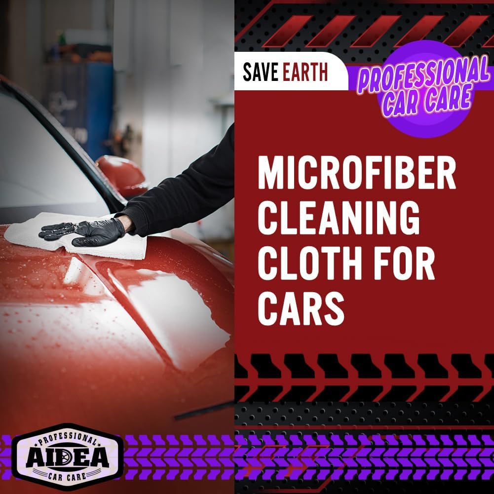 AIDEA Microfiber Cleaning Cloth White 50PK, Microfiber Towels for Cars, Premium Car Cloths, Dusting Cloth Lint Free Cleaning Rags for SUVs, House, Kitchen, Window, Workshops,12×12"