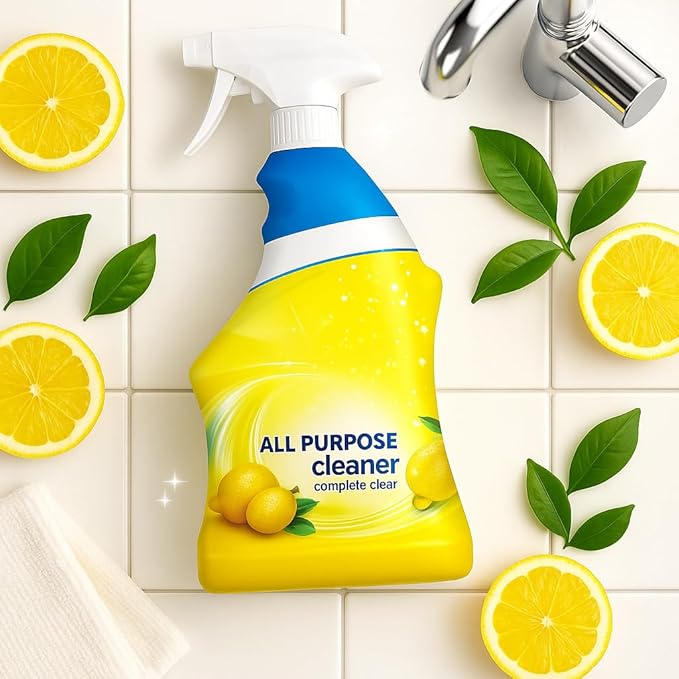 Multi-Surface Cleaning Solution 32 oz – All-Purpose Household Cleaner for Kitchen, Bathroom & Hard Surfaces – Lemon Scent, Clean Shine in Bottle