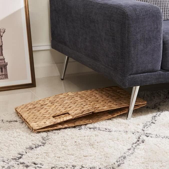 12x12x12 Storage Cube, Water Hyacinth Storage Baskets, Wicker Storage Baskets for Shelves, Woven Baskets for Storage, Square Wicker Storage Basket for Bedroom, Living Room (4 Packs 12x12in)