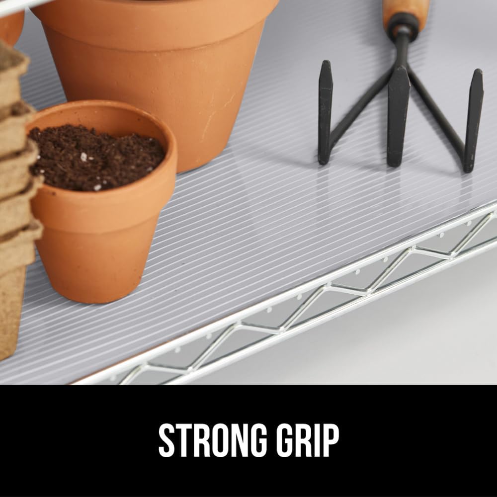 GORILLA GRIP DuraGuard Shelf Liner, 20x20 Non-Adhesive Cabinet Liners for Kitchen Drawers, Shelves, Refrigerator, Pantry Storage, Bathroom Closet, Durable Waterproof BPA Free Ribbed Plastic, Lt Gray