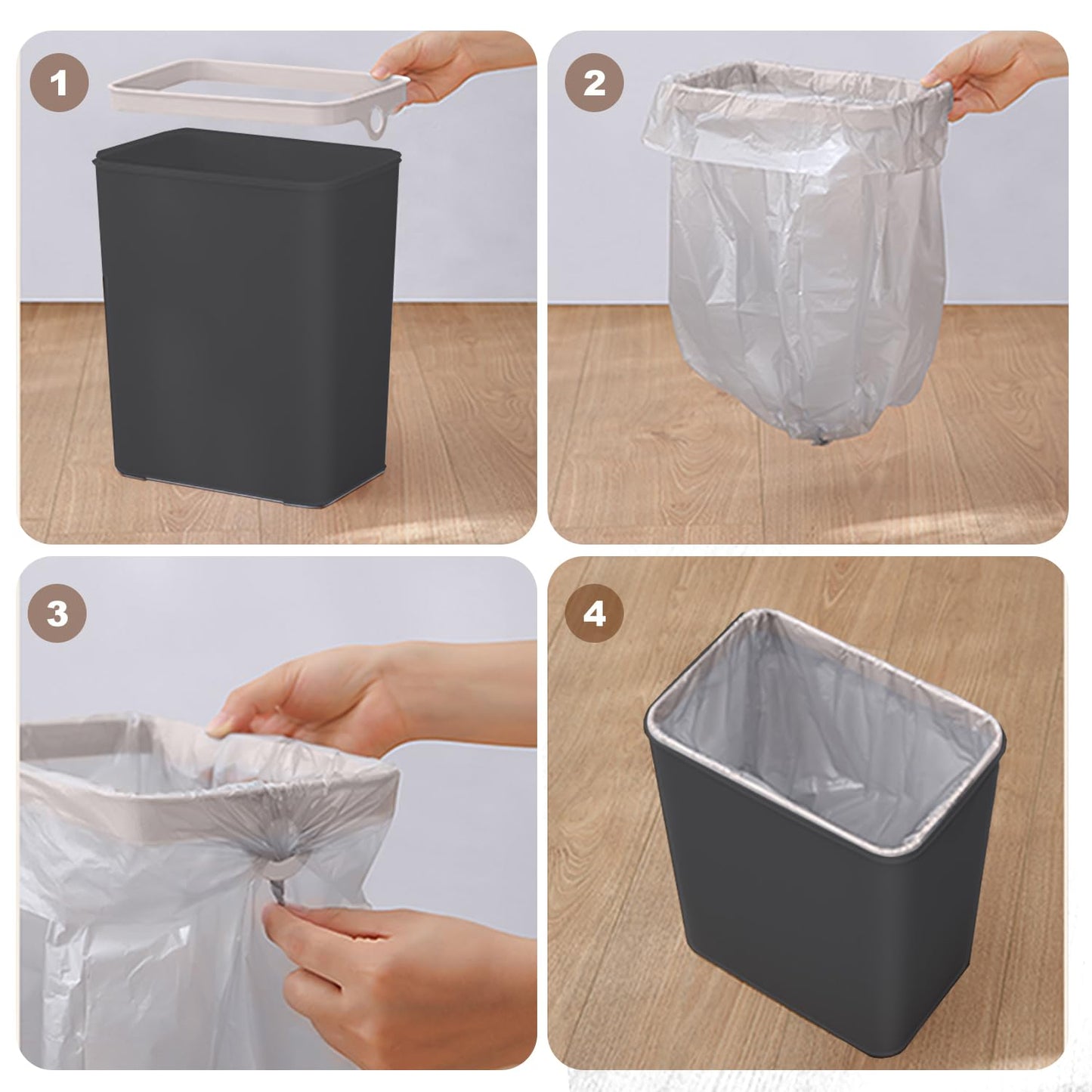 Yatmung 4 Gallons Bathroom Trash Can Automatic Touchless - 15.5 Liters Smart Trash Can Motion Sensor - Narrow, Plastic - Slim Electric Trash Bin - Skinny Garbage Can with Lid (Matte Black)