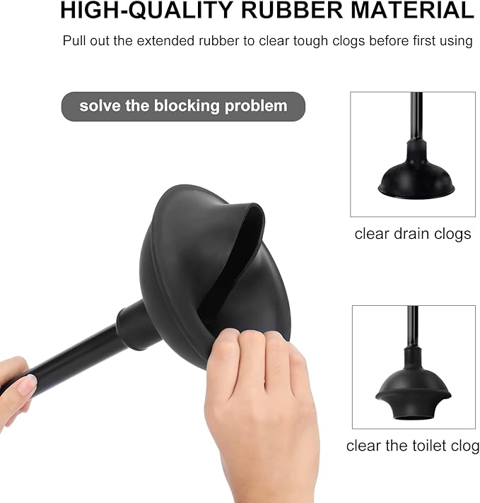 SetSail Toilet Brush and Plunger Set, 2 Packs Toilet Plungers for Bathroom Heavy Duty Toilet Bowl Brush and Holder Hidden Toilet Plunger and Brush Set for Deeply Cleaning 2 Packs - Black