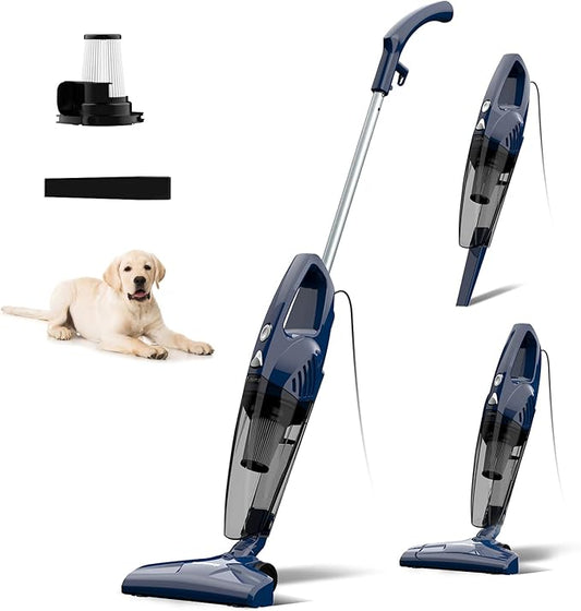 Corded Vacuum Cleaner, 14KPa Powerful Suction with 600W Motor, Lightweight Stick Vacuum Cleaner, Converts to Handheld with Washable Filter, Handheld Vacuum for Home, Pet Hair, Carpet, Hard Floors, Car