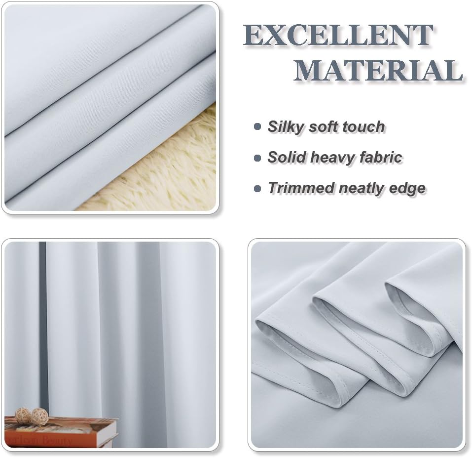 PONY DANCE Greyish White Room Darkening Kitchen Curtains 2 Panels Set,Thermal Insulated Small Window Treatment Heavy Duty Privacy Tiers for Laundry Bedroom Bathroom(2 Panels, W 34 x L 36 inches)