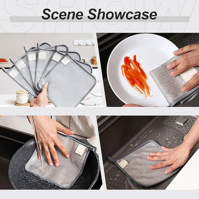 2025 New Multipurpose Wire Dishwashing Rags for Wet and Dry, Metal Scrubbing Pads Sponge Cloths Towels Clean, Non-Scratch Wire Dishcloth for Home Kitchen Dishes, Sinks (15 Pcs)
