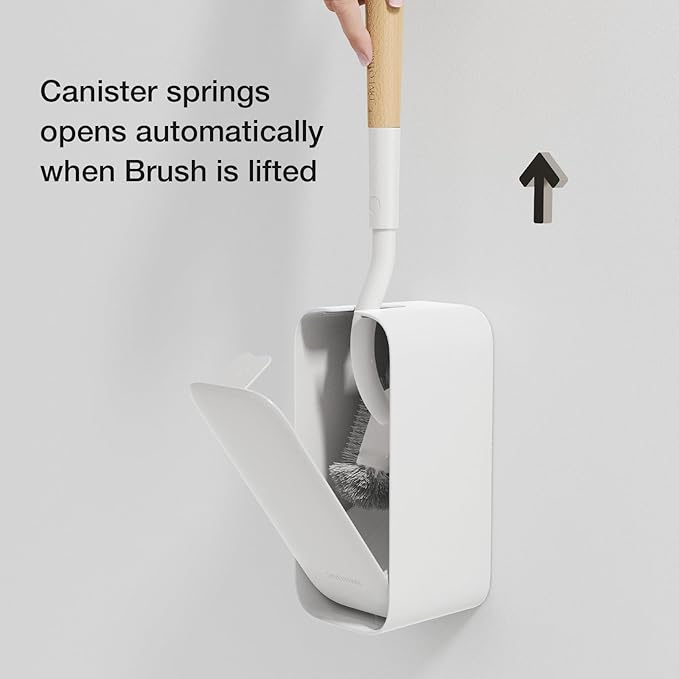 Toilet Cleaner Brush, Diveotree Toilet Brush and Holder for Dead Corner Cleaning, Wall Mounted Toilet Bowl Brush for Bathroom Decor, Toilet Scrubber Brush for Home/Hotel (White, Square-1pack)