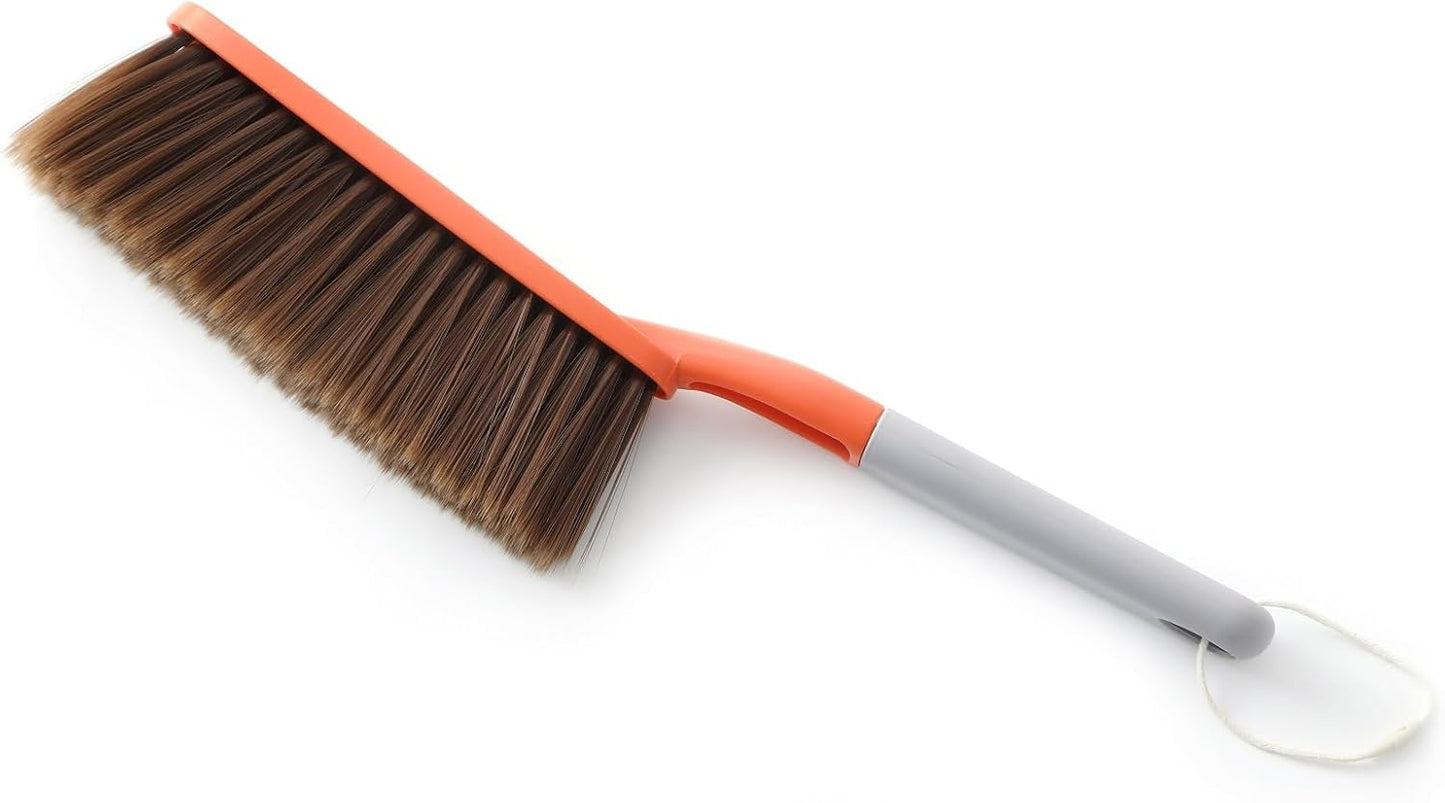 1 Pack 15" Hand Broom Brush,Soft Bristle Cleaning Brush,Counter Brush, Crumb Debris Sweeping Brush,Dusting Brush,Comfort for Car Bed Couch Desk Sofa Furniture Clothes,Small Particles Hair Remover